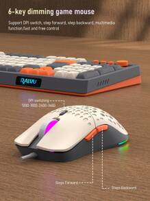 RAIKU Juego de teclado con cable de membrana con diseño Thunder Que T98, con retroiluminación tricolor de sensación mecánica para computadora de escritorio de oficina y juegos. Incluye conjunto de teclado con retroiluminación. - Juego de teclado y mouse con cable para juegos T98 - Ver 5