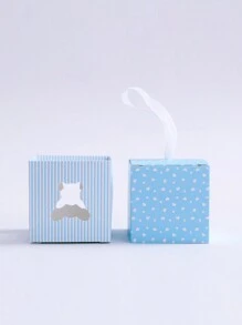 10pcs Blue Teddy Bear Pattern Candy Boxes, Birthday Party Favors Packaging,Christmas Valentine Day - Baby Blue - View 5