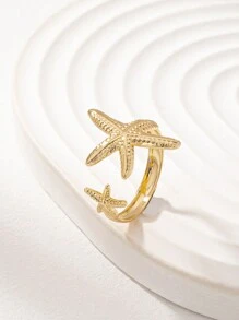 1pc Gold Starfish Ring (For Women), Summer Beach Style - Gold - View 2