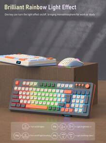 RAIKU Juego de teclado con cable de membrana con diseño Thunder Que T98, con retroiluminación tricolor de sensación mecánica para computadora de escritorio de oficina y juegos. Incluye conjunto de teclado con retroiluminación. - Juego de teclado y mouse con cable para juegos T98 - Ver 3