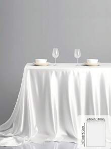 1入組閃閃發光的緞面桌布，白色緞面桌布，帶光澤的桌面裝飾，適用於婚禮和派對，廚房和飯廳裝飾的長方形白色婚禮派對桌布