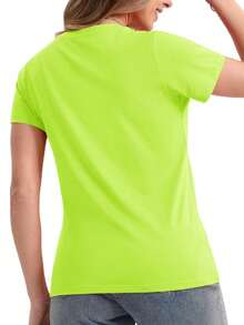 Hombres  Camiseta unicolor de cuello redondo - Verde - Ver 7