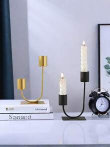 1pc European Style Iron Art Double Cup Design Candlestick For Home Living Room Kitchen Dining Room Wedding Party Table Decoration