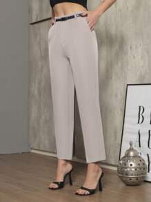 Women Pants - 米色 - 查看 4