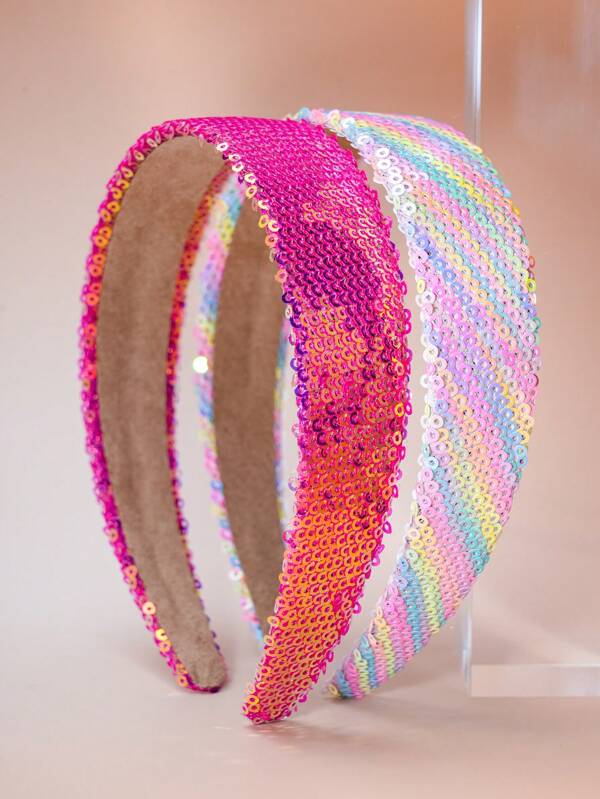 1pc Girls' Rainbow Sparkle Headband, Fashionable & Wide Headband Suitable For Daily Use