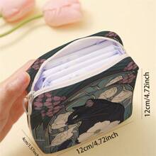 Borsa porta assorbenti con stampa a gatti, riutilizzabile, borsa igienica per assorbenti mestruali, organizer per il make-up, contenitore per trucchi, borsetta da viaggio, accessori da viaggio per le donne