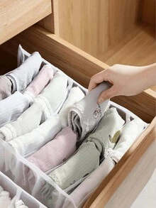 Organizador de ropa interior plegable de 2 piezas, organizador de pijamas, organizador de cajones, organizador de ropa de armario de varias capas, organizador de ropa interior plegable transparente a prueba de polvo para lenceria,vestidoslargos, conjuntosdemujer, vestidos, pantalonesdemujer, playeras,mujer,vestidoscasuales,trajedebariomujer,shorts,tops,Calcetines, Ropa Interior, Organizador con Compartimentos de Malla Compartimentos, Organizador de Compartimentos de Cajones Lavable, Elegante y Práctico Artículos Pequeños para el Hogar - Blanco - Ver 6