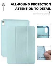 1 funda protectora plegable de 3 pliegues de color blanco hielo ajustable para bolígrafo y soporte para tableta, compatible con iPad Mini4/Mini5/Mini6/Mini7/9.7/10.2/10.5/Air4/Air5/10.9/Pro11/10th/12.9/iPad Air 11-pulgadas(M2)-2024/iPad Air 13(M3 2025)/iPad Air 11-pulgadas (M3) 2025/iPad (A16) 11 pulgadas 11th Generation 2025