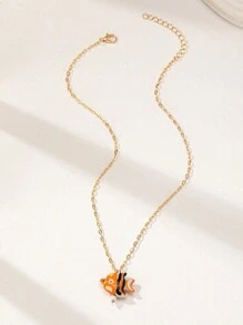 1 pièce Collier d'été délicat avec pendentif poisson mignon fait main pour femmes (la forme et la couleur peuvent varier)