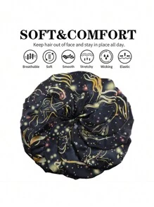 1 pezzo Cuffia in satin con stampa personalizzata delle 12 costellazioni, ampia fascia elastica, cappello da notte, cuffia per doccia, accessori per capelli e prodotti per parrucchiere, salone di bellezza, articoli da viaggio essenziali