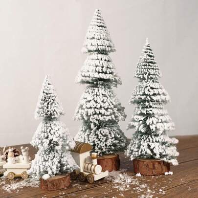 1/3件迷你圣诞树，带木质底座，人造圣诞树，桌面装饰，圣诞礼物，家居装饰，房间装饰，冬季圣诞装饰，家居圣诞礼物，圣诞装饰