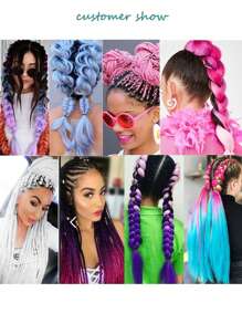 Snythetic Colored Hair Extensions 24 Inch Ponytail Extension With Hair Tie Ombre Braid Ponytail Rainbow Festival Party Rave Crazy Hair Day For Girls Kids