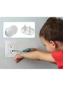 12 piezas de Tapa protector para enchufe contacto eléctrico, Cubiertas Protectores de enchufes, Tapa de enchufe de Seguridad para bebés y niños, color Blanco - Blanco - Ver 4