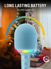 FIFINE Wireless Bluetooth Karaoke Microphone With Built-In Speaker, Blue - Blue - View 10