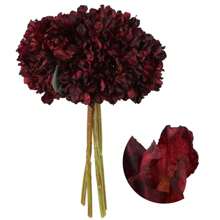 4Pcs 14.17in Vintage Artificial Hydrangea Flowers For Decorations Faux Burned Edge Flowers For Floral Flower Craft Burnt Fake Flowers Arrangement Party Birthday,Valentine'S Day,Mother'S Day Gift - 酒紅色 - 查看 6