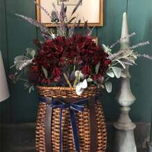 4Pcs 14.17in Vintage Artificial Hydrangea Flowers For Decorations Faux Burned Edge Flowers For Floral Flower Craft Burnt Fake Flowers Arrangement Party Birthday,Valentine'S Day,Mother'S Day Gift - 酒紅色 - 查看 3