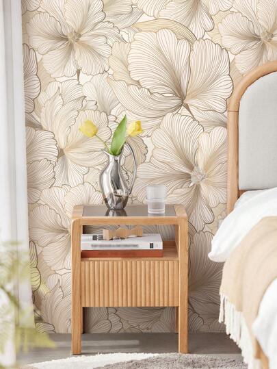 Roll 3D Nordic Zilver Ginkgo Leaf Self Adhesive Wallpaper, Waterproof Removable, Living Room Bedroom Bathroom Renovation ation, Golden Seamless Wand Stickers Cabinets Furniture Protection Film, Peel Panels, Paper, Wallpapers, ation Items Refresh Your Home, Festival Birthday Graduation view 8