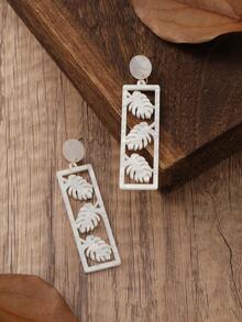 KWHY 1 Pair Fashionable Bohemian Style Acrylic Hollow Leaf Earrings, Suitable For Women Vacation And Daily Wear