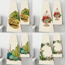 1入組3D圖案亞麻圍裙，設有花環/花籃/盒子圖案，適用於廚房烹飪及家居使用 - 彩色 - 查看 12