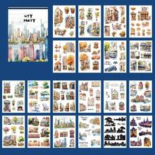 20Sheets City Building Style Aesthetic Sticker Book A5 Pre-Cut Matte PET Washi Stickers For Scrapbooking Journal Diary Decoration - City Party - View 3