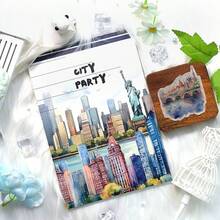20Sheets City Building Style Aesthetic Sticker Book A5 Pre-Cut Matte PET Washi Stickers For Scrapbooking Journal Diary Decoration - City Party - View 4