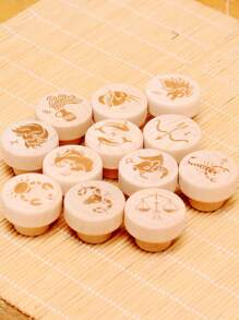 Solid Wood Constellation Patterned Handle, Mushroom-Shaped Handle, Twelve Constellation Wooden Handle, Drawer Handle, Cabinet Door Handle, Furniture Handle, 1-Hole Round Shape Handle For Cabinets, Shoe Cabinets, Wardrobes, European-Style Door Knob With Screws, Aries, Taurus, Gemini, Cancer, Leo, Virgo, Libra, Scorpio, Sagittarius, Capricorn, Aquarius, Pisces - Multicolor - View 6