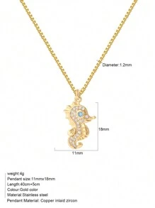 1pc Heart-Shaped Demon Eye, Star & Sun, Turtle, Bee, Conch Shaped Golden Pendant Necklace, Ocean Theme Stainless Steel Women's Jewelry - Yellow Gold - View 37