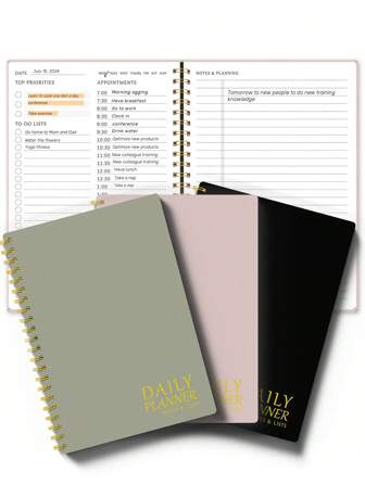 1pc Daily Planner Notebook, Record Daily Schedule, Plan & Organize, Email Log, Suitable For Office/Study, Christmas Gift