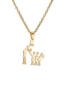 Mom Daughter Pendant Mother's Day Necklace Stainless Steel Jewelry For Women Wife Men Family Charm Love Gifts Valentines,Mom,Mother,Mother's Day,Gift - Gold - View 4