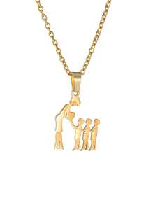 Mom Daughter Pendant Mother's Day Necklace Stainless Steel Jewelry For Women Wife Men Family Charm Love Gifts Valentines,Mom,Mother,Mother's Day,Gift - Gold - View 6