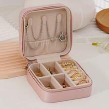 Organizador de joyas portátil de estilo francés: perfecto para aretes, anillos y collares - cierre con cremallera, interior de tela suave, adecuado para viajes y uso diario - Multicolor - Ver 8