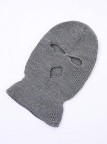 1 buc. Căciulă de iarnă cu trei găuri de culoare uni pentru bărbați, șapcă tricotată pentru îmbrăcăminte ocazională, schi, ciclism și protecție la vreme rece