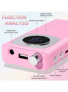 Portable 45000RPM Electric Nail Drill, Rechargeable Professional Tool For Acrylic Nail Removal, Polishing And Nail Art Salon