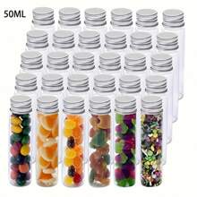 25pcs High-Capacity Transparent Plastic Test Tubes With Aluminum Screw Caps - Ideal For Storage Of Granules And Liquids - Durable Galvanized Shell, Leak-Proof, Easy To Use