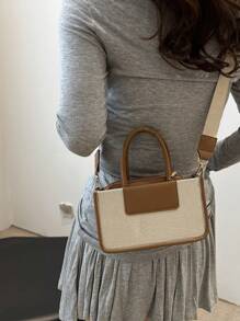 Fashionable And Versatile Contrast Color Small Square Handbag