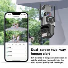 Cámara de seguridad IP CCTV con cámara PTZ WiFi de 8MP, visión nocturna a color de doble pantalla para exteriores, cámara de vigilancia con aplicación ICSEE - Multicolor - Ver 5