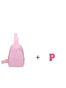 1pc Mini Boys And Girls Nylon Zipper Close Stylish Letter Chest Bag, All-In-One Casual Bag Suitable For Everyday Use(Alphabet Diy Handmade Bag!!!) - Pink - View 9