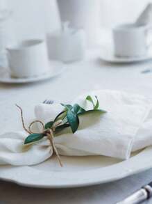 2/6/12pcs French Rustic Style Linen Fabric Simple And Skin-Friendly Absorbent Tablecloth For Hotel, Restaurant, Home, Banquet, Holiday Party Decoration, Including Tablecloth, Coasters And Napkins