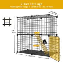 2-Tier Large Cat Cage,Indoor And Outdoor Pet Cage,Versatile DIY Pet Playpen With Removable Metal Wiring, Kitten House With Stairs For Small Pets - Puppies, Rabbits, Bunnies, Squirrels