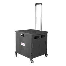 Folding Grocecy Cart Utility Shopping Trolley Basket W/ 360° Rotate Wheels, Black/Pink/Blue - 黑色 - 查看 1