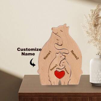 1Pc Customized Name Wooden Bear Home Decoration, 1-7 Personalized Name Wooden Bear Home Decorations, Home Decoration Family Souvenir Gifts, Animal Family Home Gifts, Wedding Gifts, Christmas, Spring Festival, Valentine's Day, Anniversary Gifts, Family Commemorative Gifts, Mother's Day Gifts, Father's Day Gifts, Party Gifts, Gifts For Family/Mother/Father/Lover, Gifts For Him/Her,Festive Calendar
