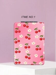 折叠式迷你化妆镜，蝴蝶结设计，轻巧超薄，方便携带，优质皮革涂层，亮银色纳米电镀镜框，细节精致，适合各种场合和所有人使用，可折叠方形设计，便于携带。 - 彩色 - 查看 9