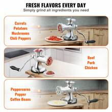 Manual Meat Grinder, 304 Stainless Steel Hand Meat Grinder With Suction Cup + Steel Table Clamp, Meat Mincer Sausage Maker & 2 Cutting Plates, Sausage Tube, Grinding Head For Beef Pepper Cookie - Silver - View 5
