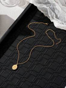 1pc Stylish Stainless Steel Sun Pendant Necklace Men's Daily/Party Jewelry - Yellow Gold - View 5