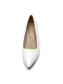 Women's Stiletto Low Heel Pointed Toe Court Pumps Minimalist Elegant Fashion Solid Color Shoes - 白色 - 查看 6