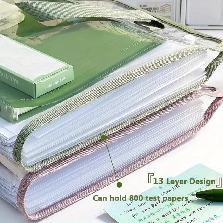 1 Máy Sắp Xếp Tệp Dọc A4 Dung Lượng Lớn - Ngăn Đựng Tài Liệu Mở Rộng 13 Túi, Nhựa ABS Chống Thấm Nước, Bền, Hộp Đựng Cầm Tay Di Động Cho Học Sinh - Nhiều màu - Xem 3