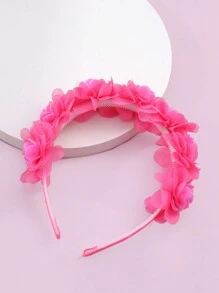 1pc Rose Red Flower Headband For Girl - Hot Pink - View 3