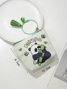 熊貓學生鈴形包，適用於收納耳機和口紅 - 綠色 - 查看 5