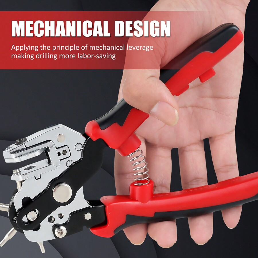 Leather Hole Punch Tool Stainless Steel Belt Hole Puncher With 6 Holes Adjustable Hole Punch