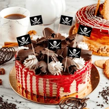 1 Pack /100Pcs Pirate Flag Toothpicks Cupcake Topper For  Pirate Theme Birthday Party Cake Decoraiton Halloween Cocktail Pick Supplies - Multicolor - View 2